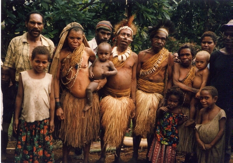 A family in traditional dress